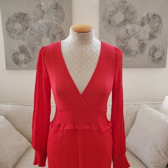 Lulus 'Go For It' Long Sleeve Midi Dress size XS in Red - Picture 5 of 14
